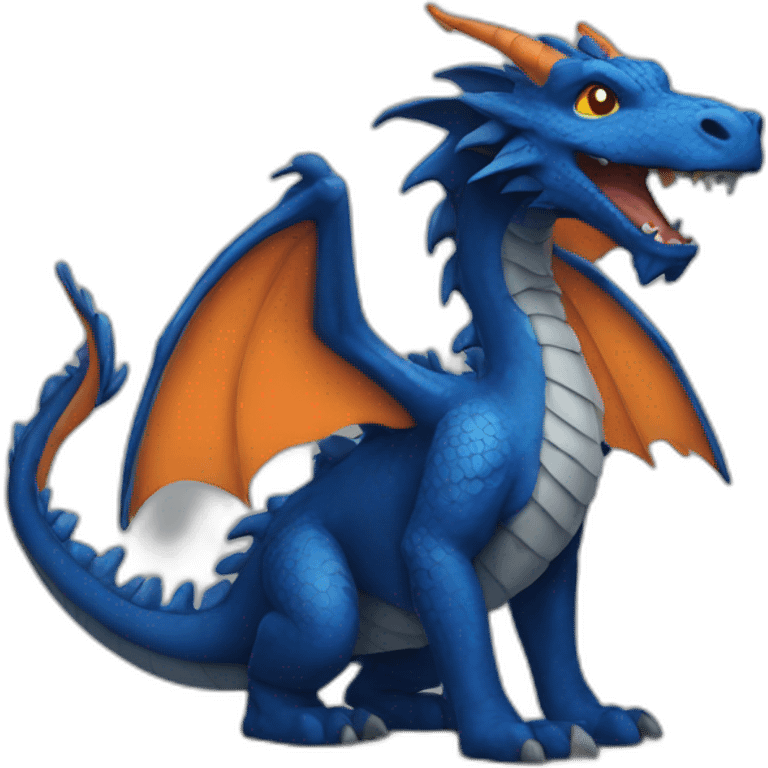 Dark blue dragon with orange wings emoji