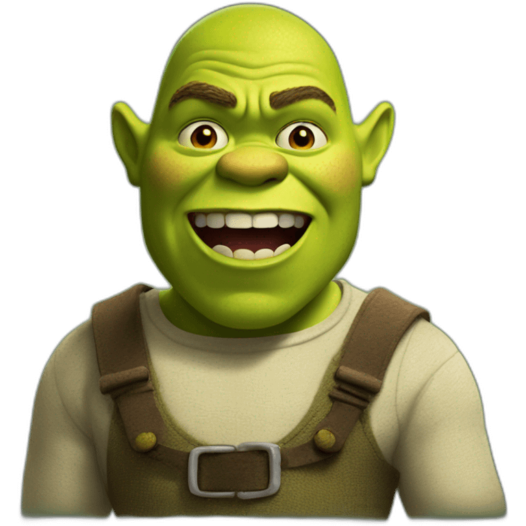 Shrek screaming at a kid emoji