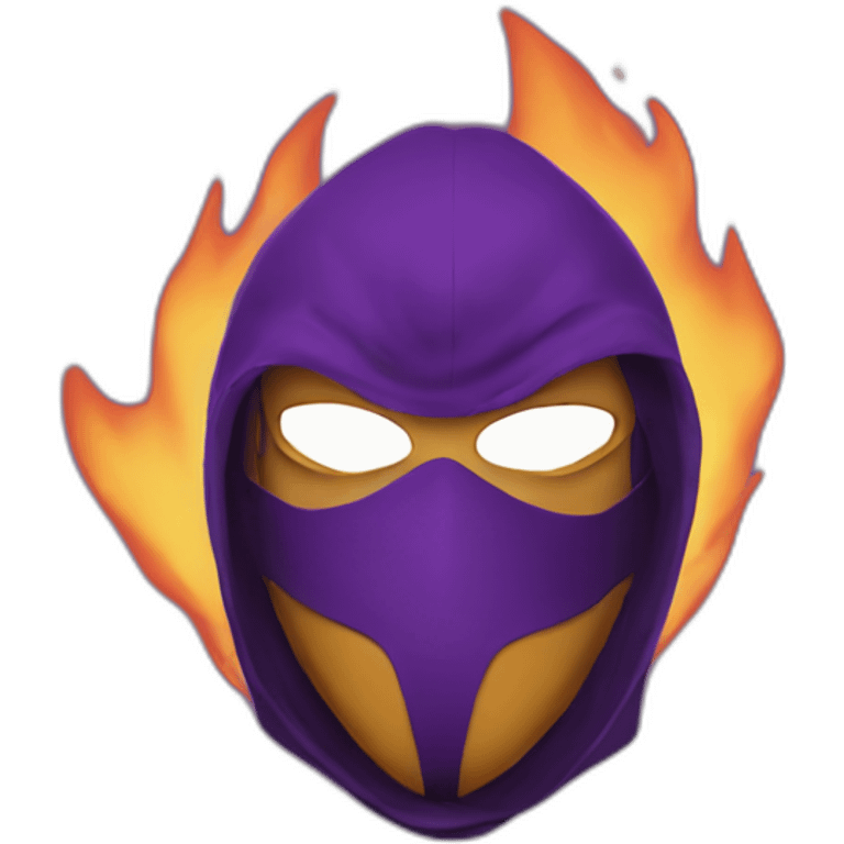 masked guy in purple and fire emoji