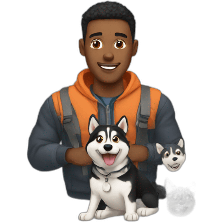 guy with 16 huskies emoji