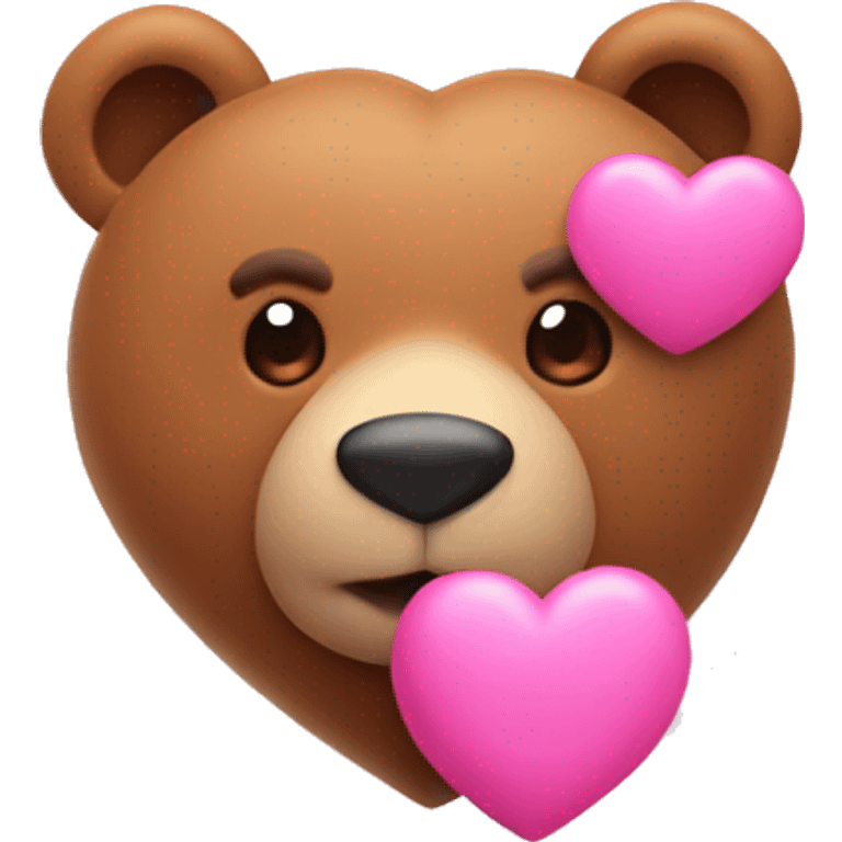 Pink heart with bear emoji