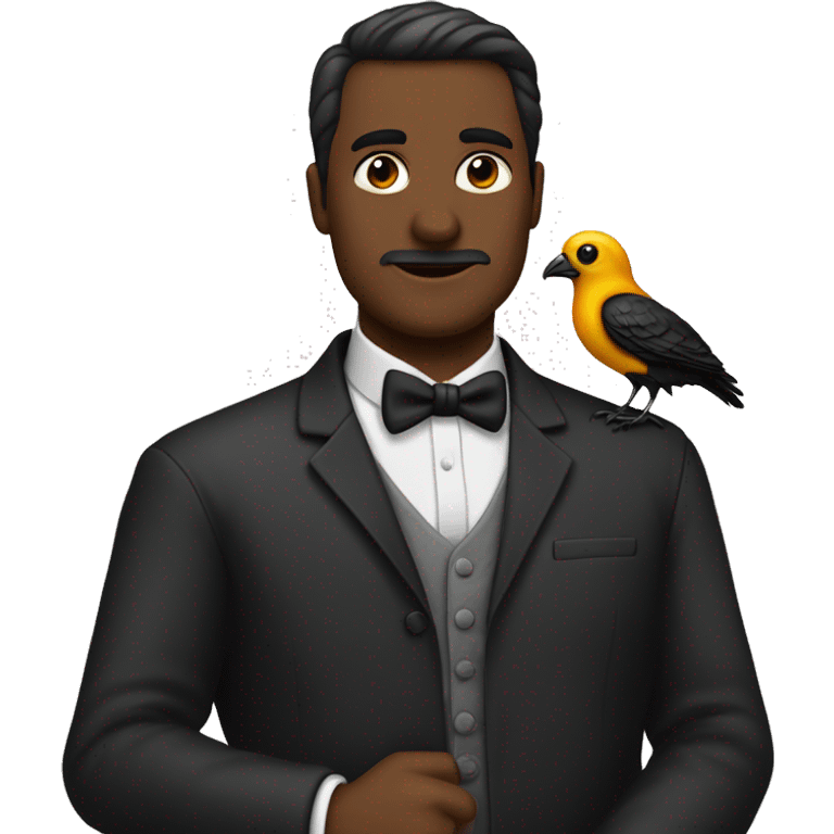 hombre de la peste negra con traje de pico de pajaro negro emoji