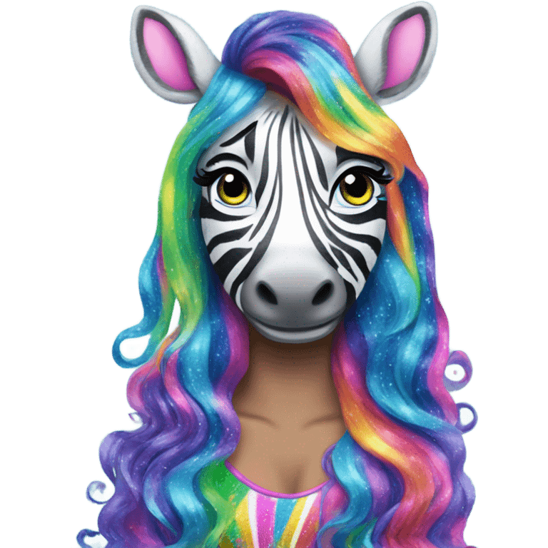 Lisa frank glitter zebra with Long hair emoji