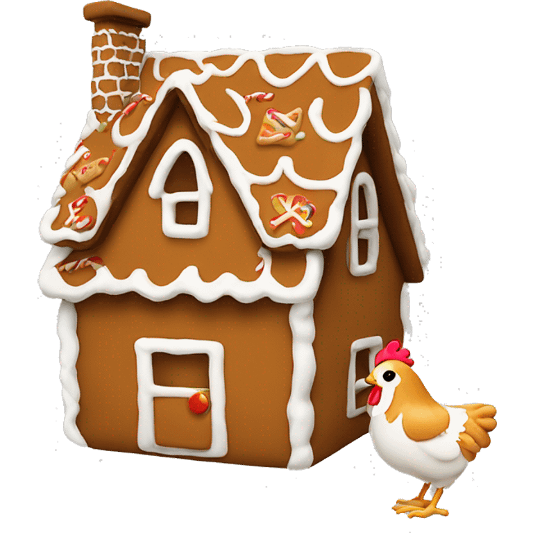 Ginger bread house with a chicken  emoji