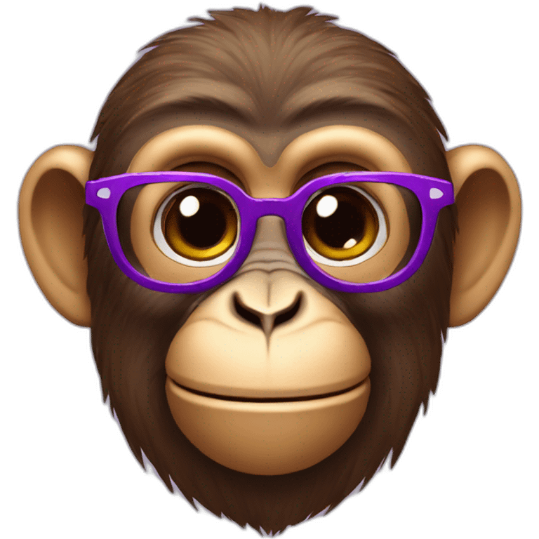 Monkey avec des lunettes rond et un pull mauves emoji