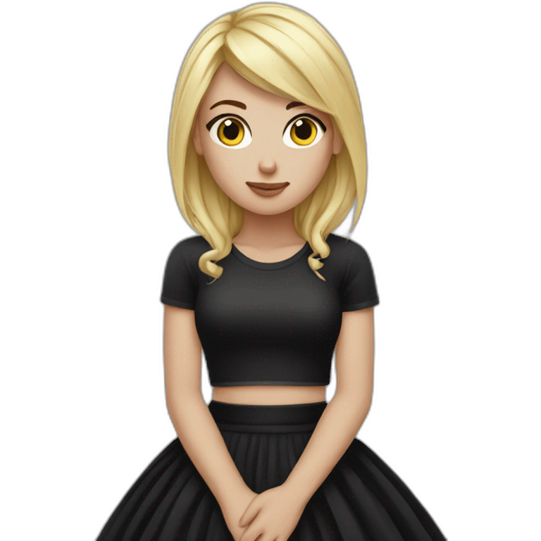 curvy emo girl sits black skirt emoji