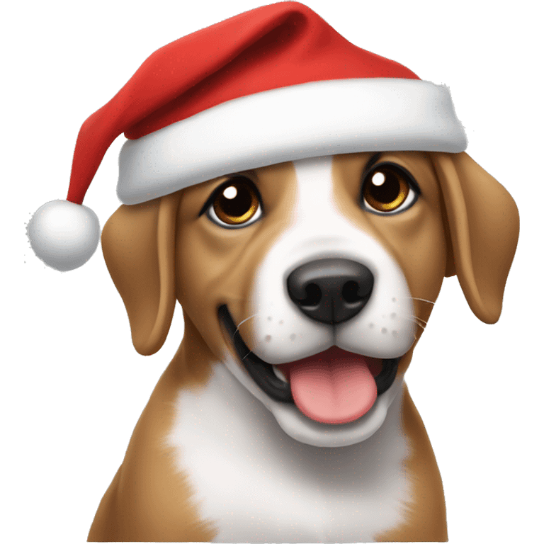 puppy wearing a santa hat emoji