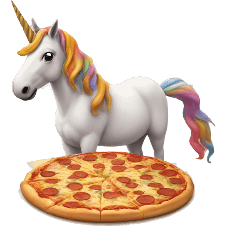 a unicorn having a pizza party in the dessert emoji