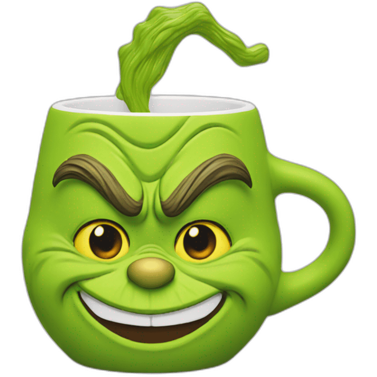 Grinch face shaped mug emoji