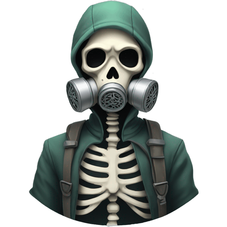 Skeleton wearing a gas mask emoji