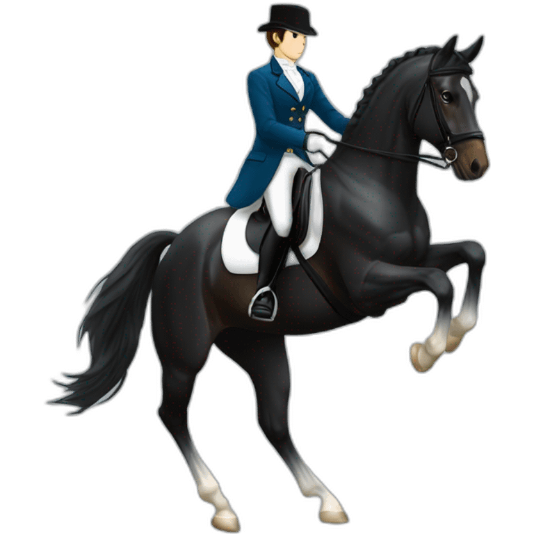 blue blazer rider black dressage horse emoji