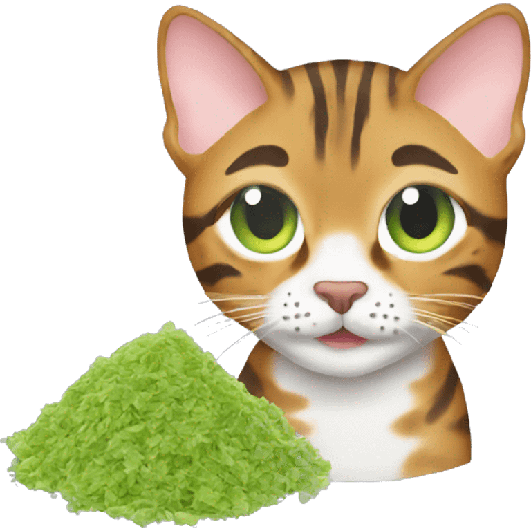 a bengal cat eating catnip emoji