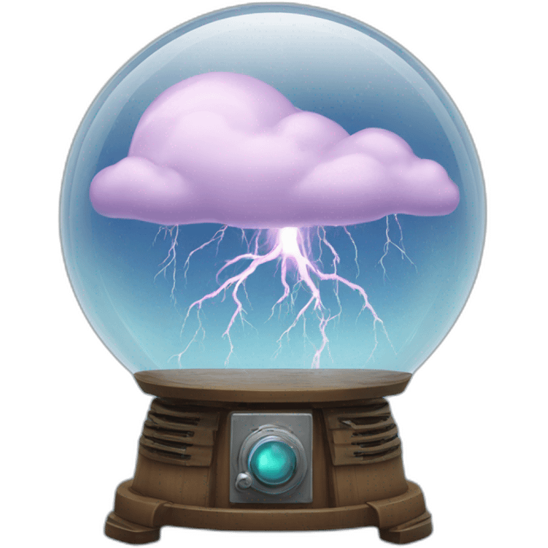 thunderstorm in a glass globe with a robot emoji