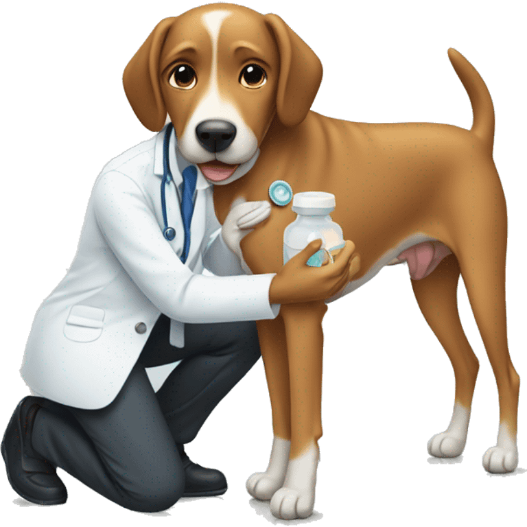 Dog receiving vaccine emoji