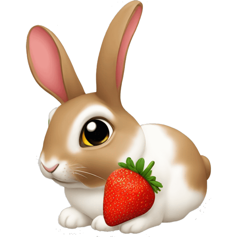 A rabbit eating strawberry emoji