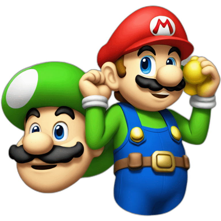 Red Mario with Luigi emoji