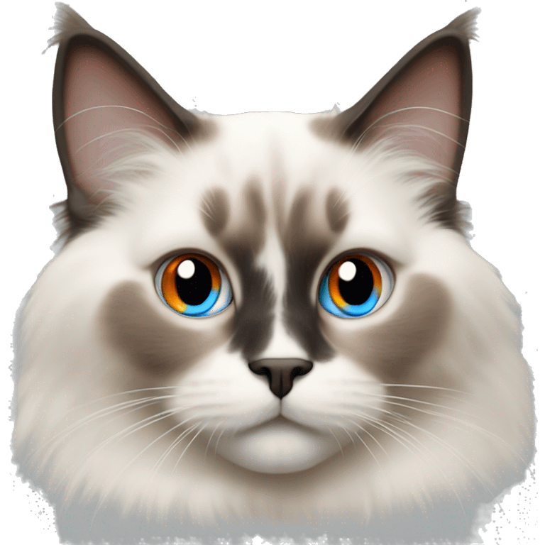 Ragdoll cat with blue eyes and orange ears  emoji