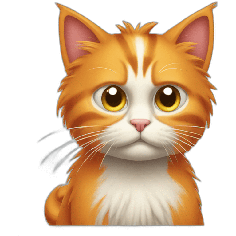 grumpy skinny orange hairy cat with long tail emoji