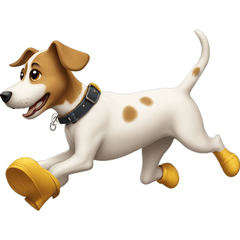 Dog running with boots on  emoji