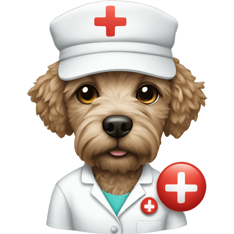 Labordoodle with a nurse hat emoji