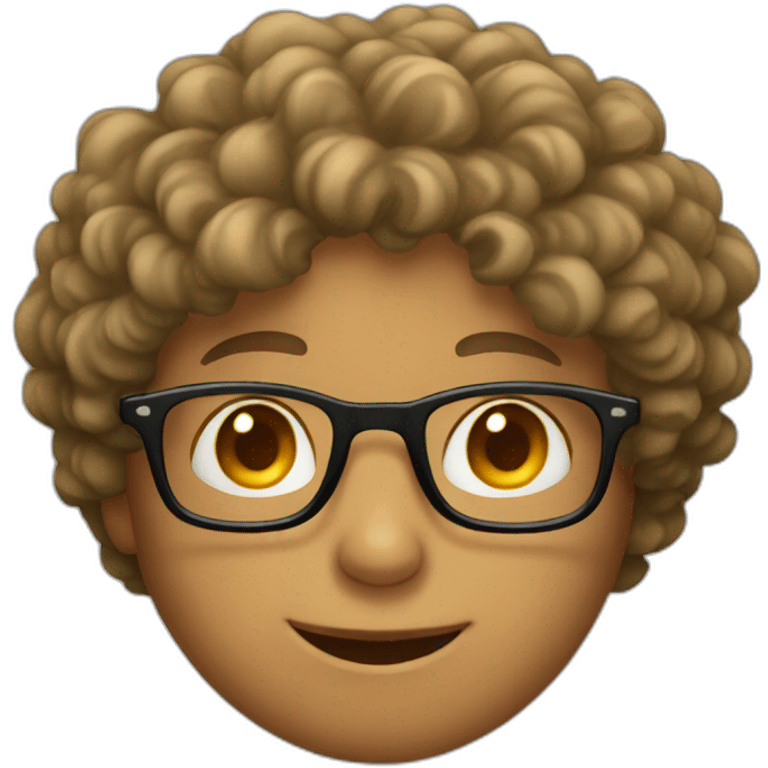 A kid with glasses and curly hair emoji