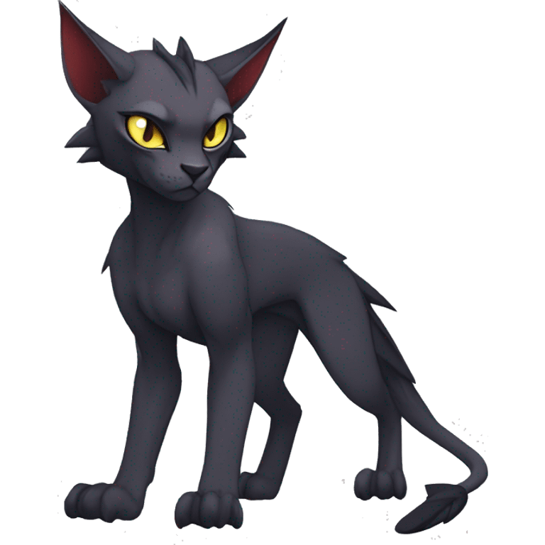 Black edgy Noivern-Litten-Sphynx-Lykoi-Caracal-cat-Fakemon full-body emoji