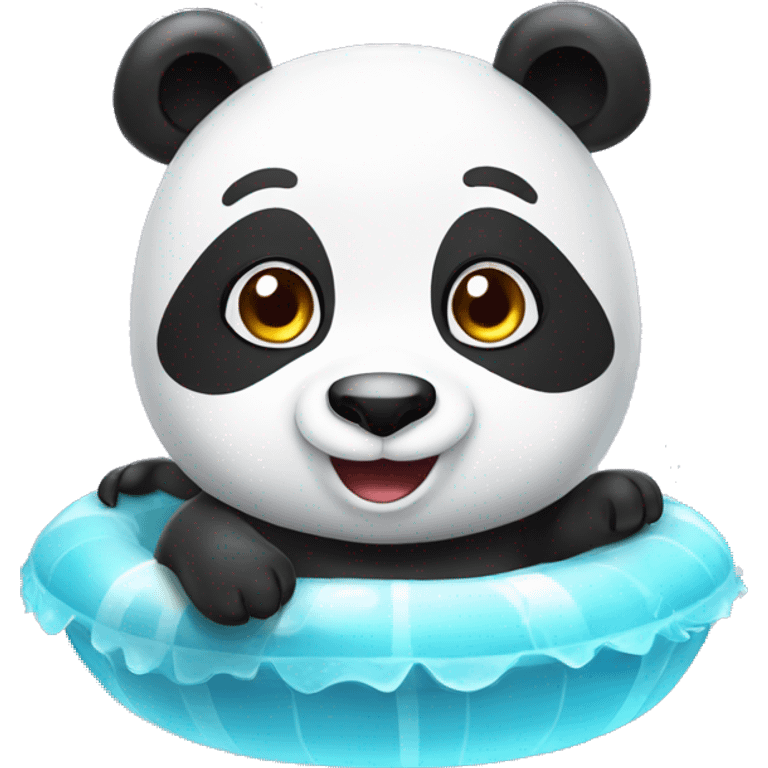 Cute panda in a panda floaty in the pool emoji