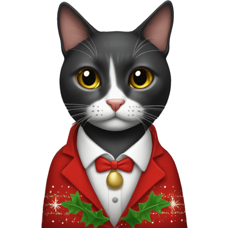 Gato negro con traje de navidad emoji