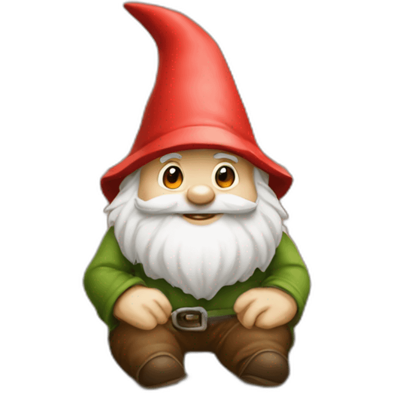 gnome sitting on brown brick emoji