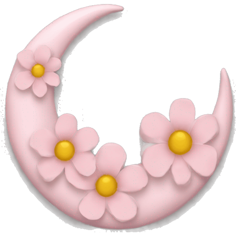 Light pink crescent with flowers  emoji