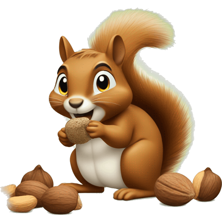 Squirrel enjoying mixed tree nuts emoji