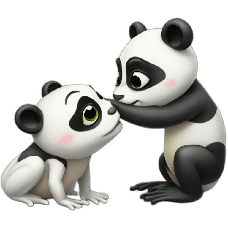 a frog kisses a panda emoji