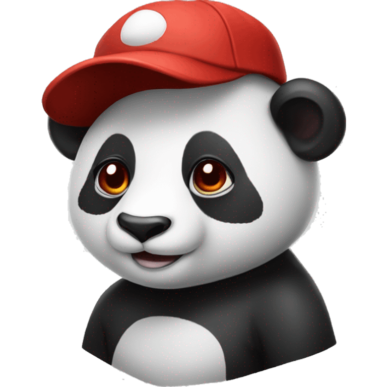 Realistic panda with a bright red baseball cap emoji