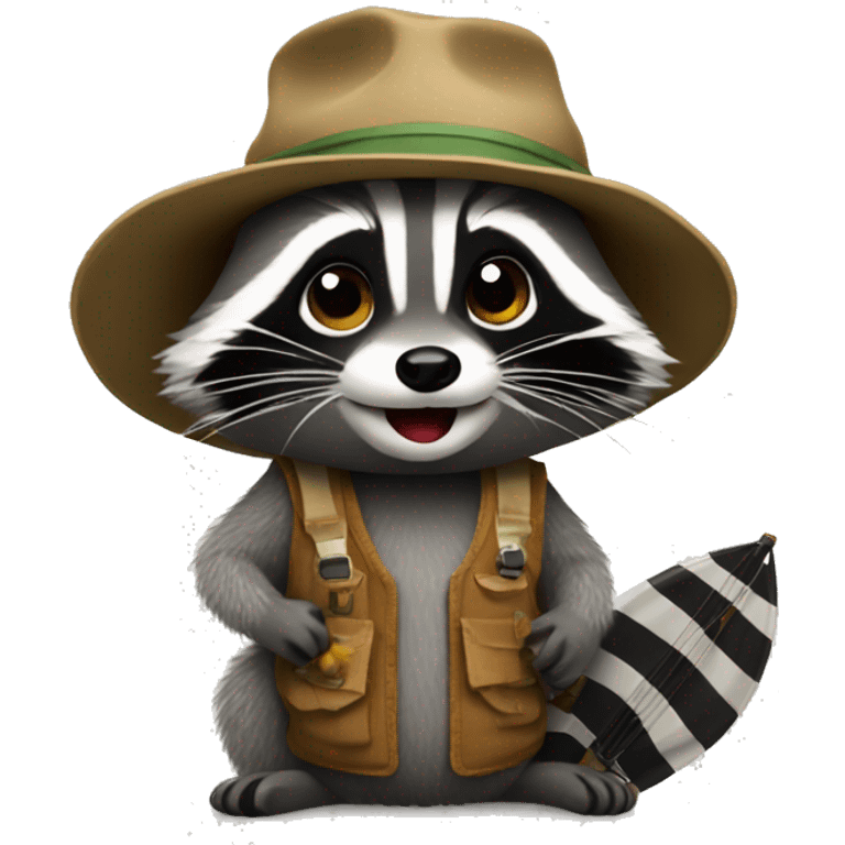 Raccoon wearing fishing hat emoji