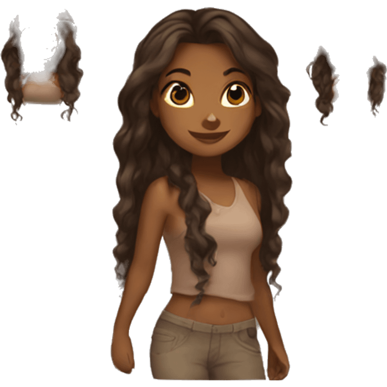 brown girl with long hair emoji