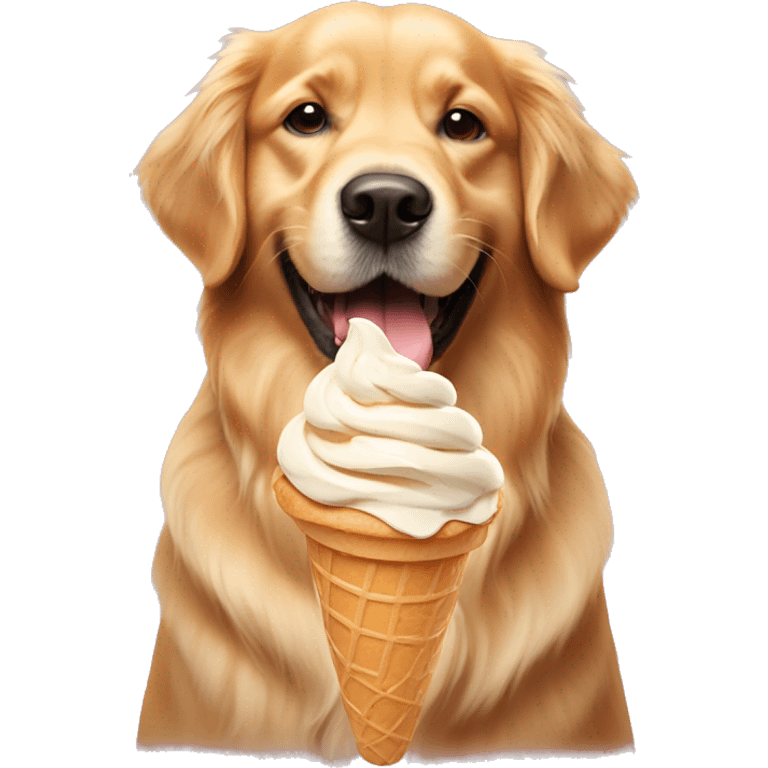 golden retriever with ice cream cone  emoji