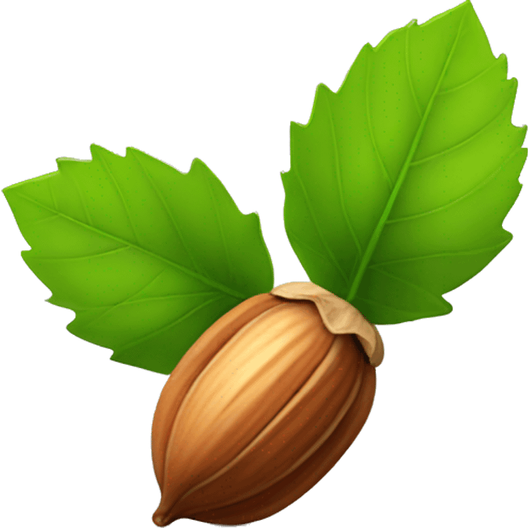 Hazelnut with green leaf emoji