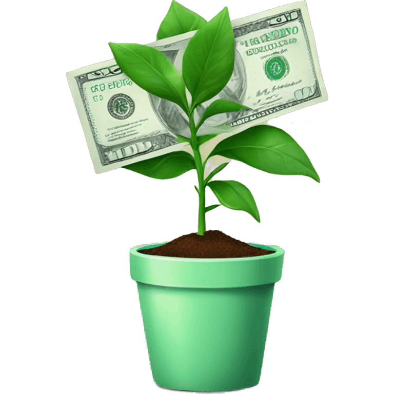 potted plant growing dollar bills emoji