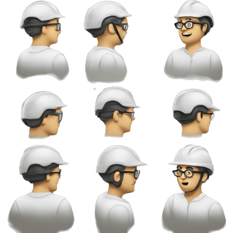 Caucasianman wearing safety helmet, glases and earplugs emoji