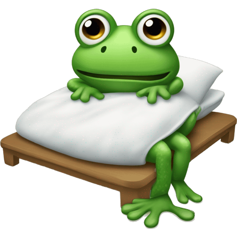 Frosch mit einer Schlafmütze, eingekuschelt in eine Decke emoji