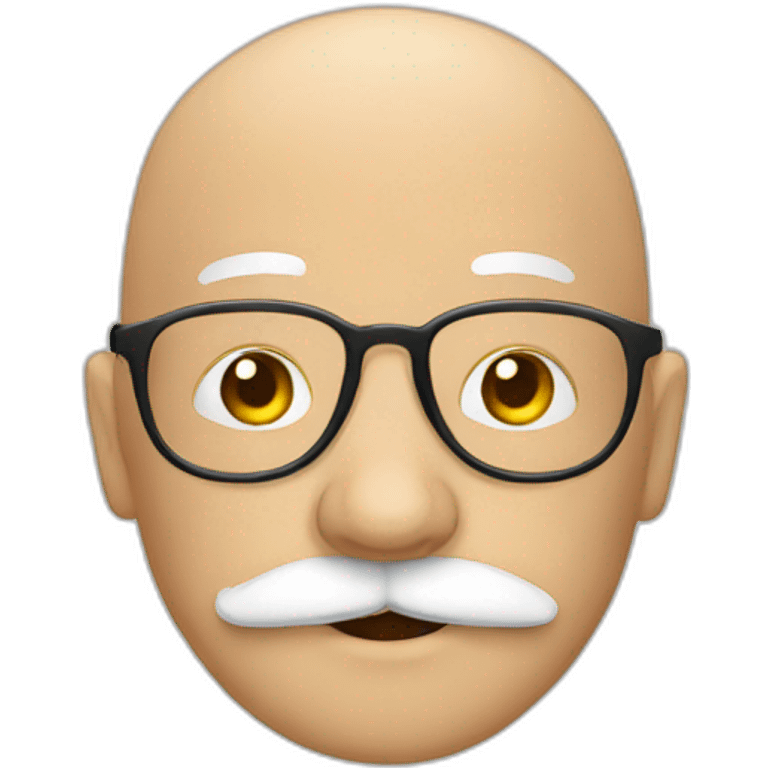 Bald man with glasses and a mustasche emoji