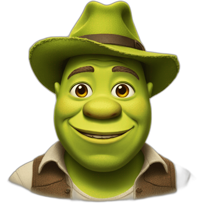 shrek wearing a fedora hat emoji