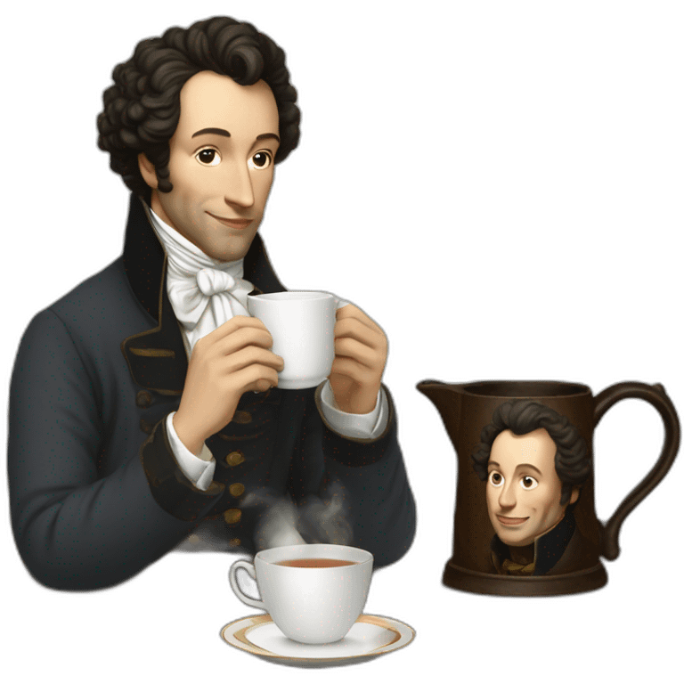 pushkin makes tea in a mug emoji