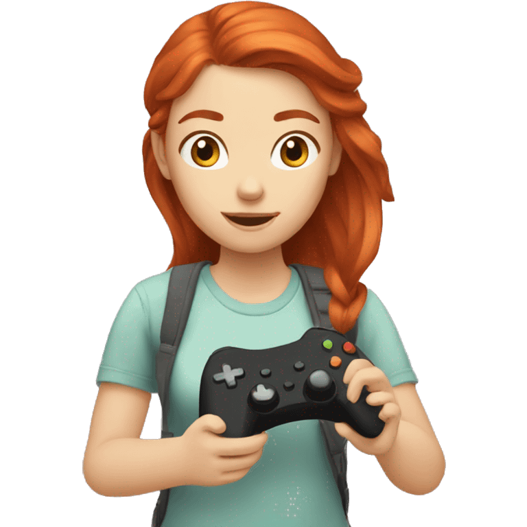 redhead girl playing video games emoji