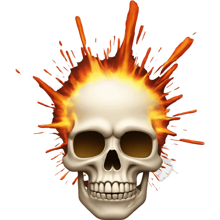 Skull emoji with the top exploding emoji