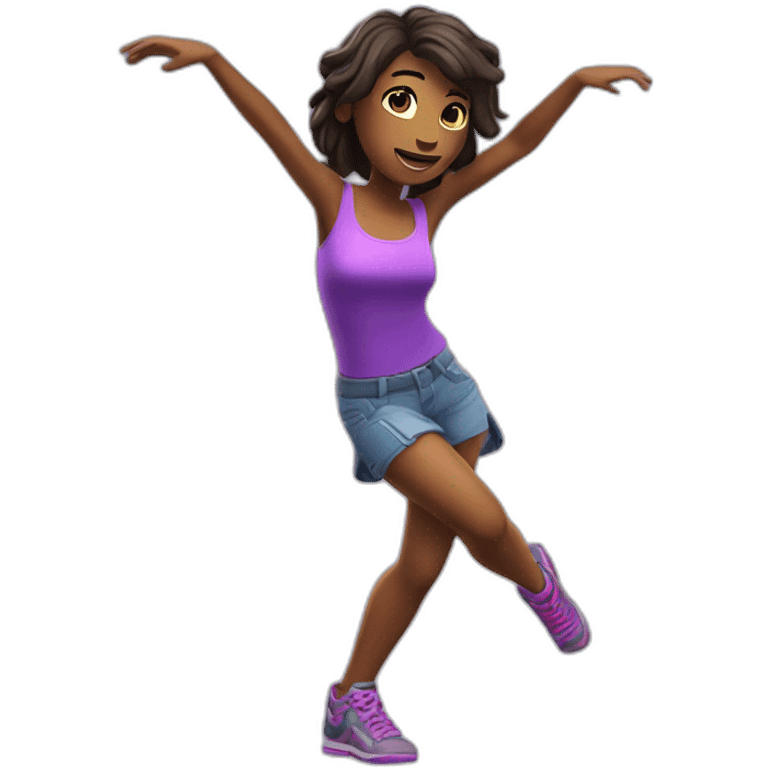 Une fille fassent une danse fornite emoji