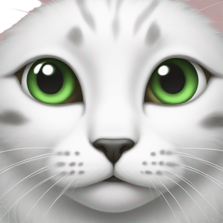 white cat with black spots and green eyes emoji