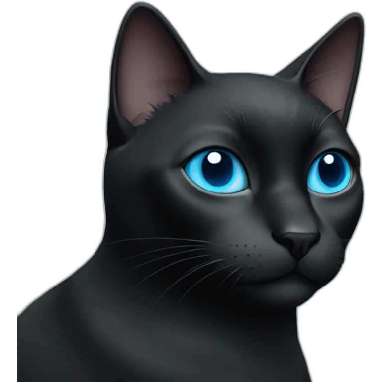 a black cat with blue eyes works on the stock market emoji