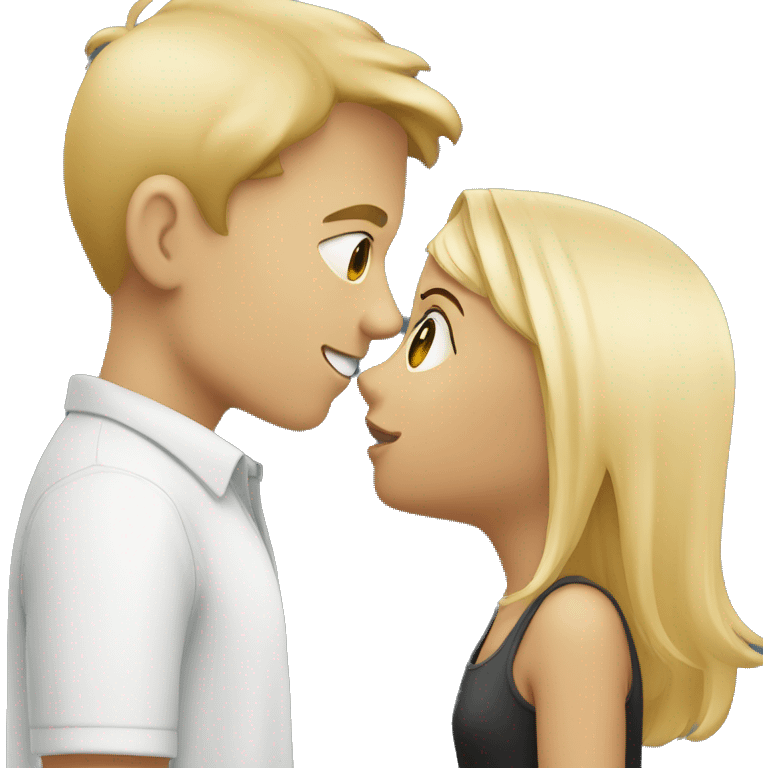 Blonde girl kissing brunet boy emoji