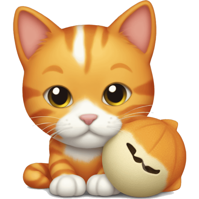 orange cat cuddling toy emoji